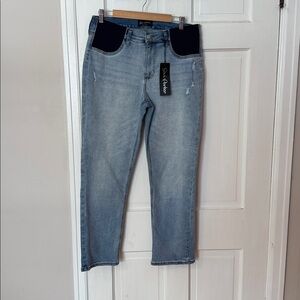 Savi Parker NWT Maternity Elastic Panel Straight Leg Jeans Denim Size Large